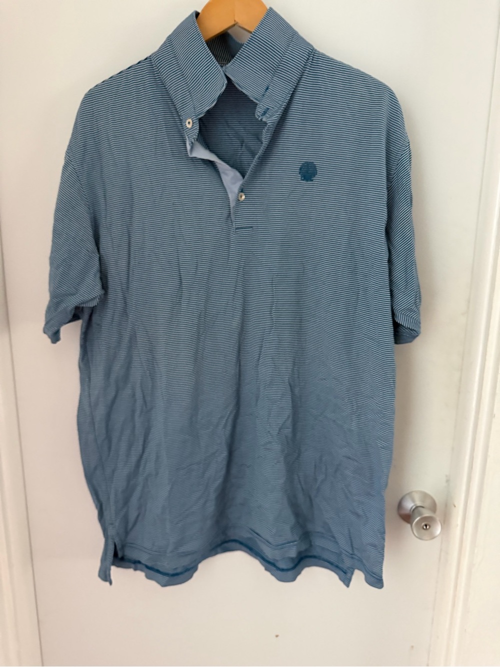 Peter millar Blue Striped Golf Polo Collared Men’s Size XL 100% Cotton